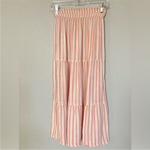 Marine Layer Peach and White Striped Tiered A-Line Skirt